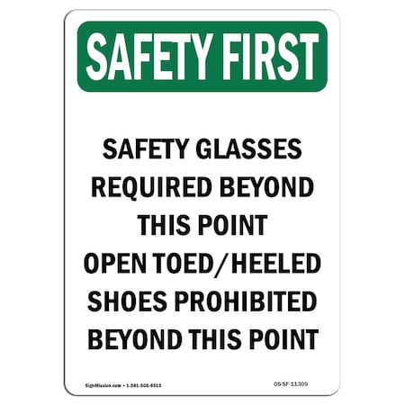 Signmission OSHA Sign, Glasses Required Beyond, 5in X 3.5in Decal, 10PK, 3.5" W, 5" H, Portrait, PK10 OS-SF-D-35-V-11309-10PK